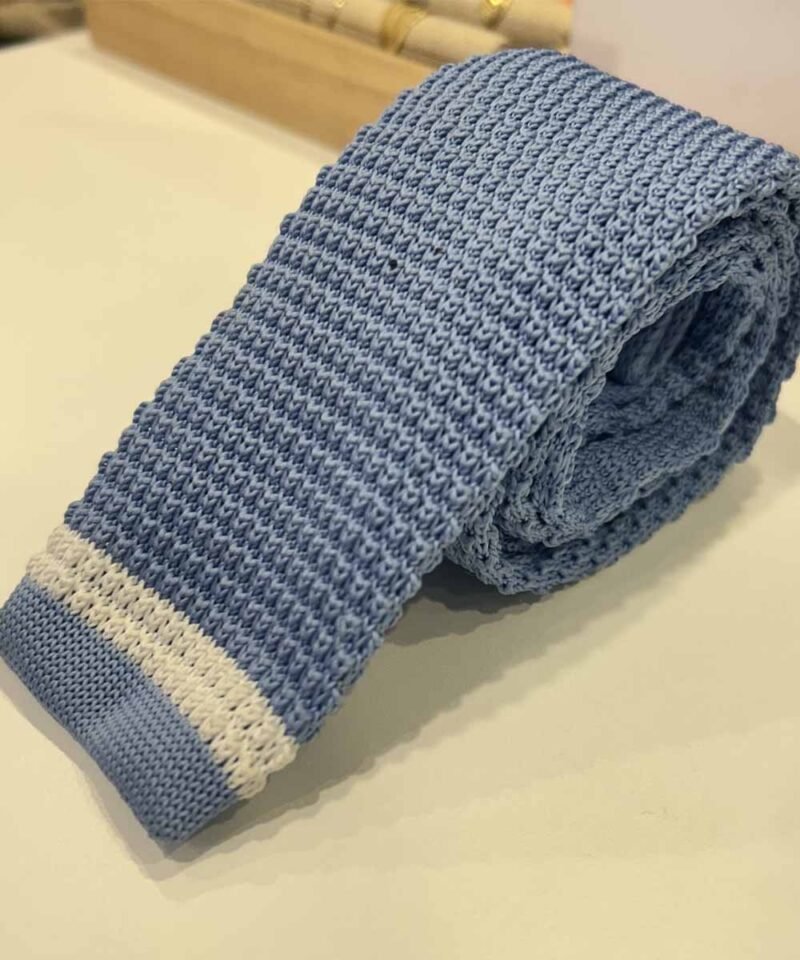 TRS - Cravate Bleu Rayure Blanche – Image 2