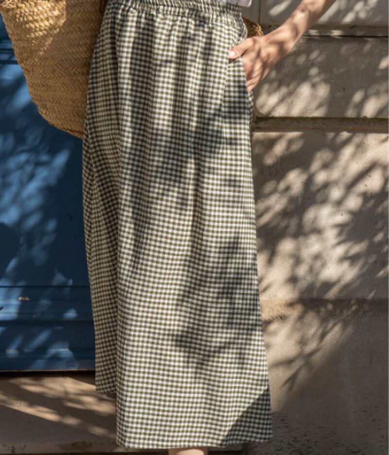 Jane Wood - Jupe Lisa Vichy Kaki – Image 2