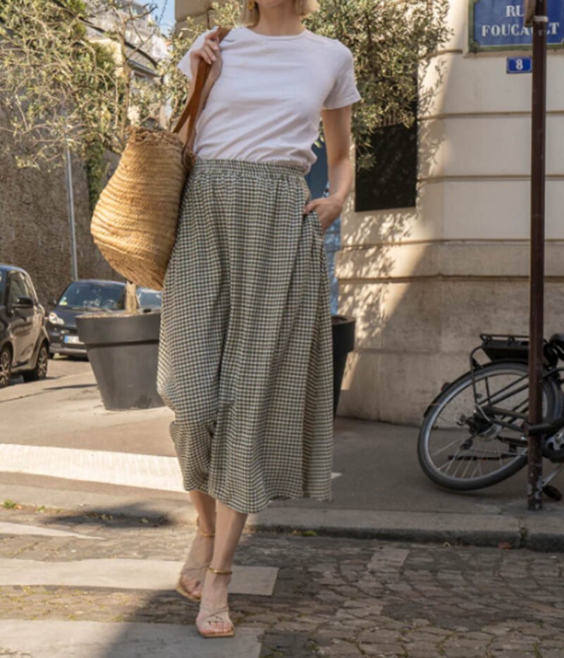 Jane Wood - Jupe Lisa Vichy Kaki