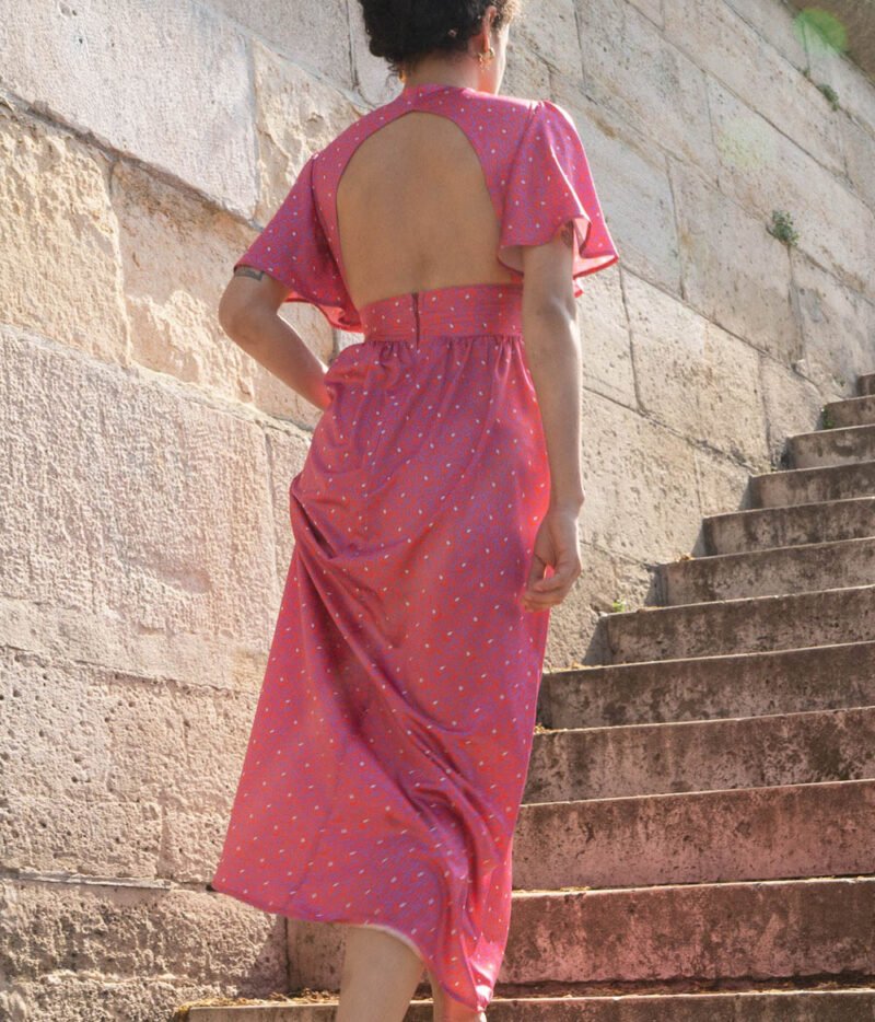 Robe longue à imprimé fuschia – Image 5