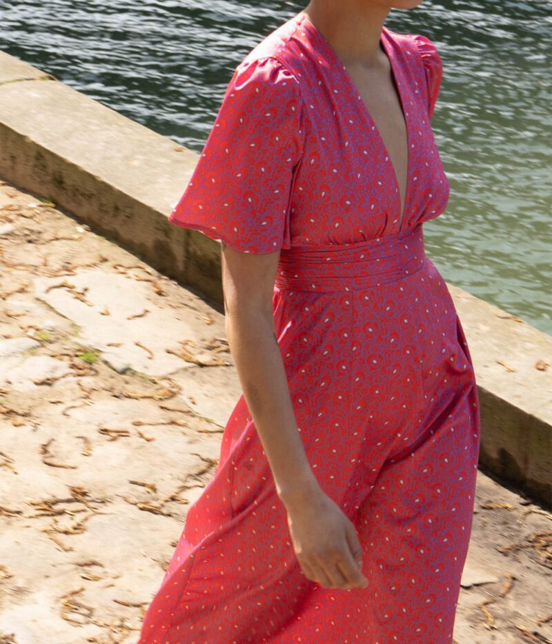 Robe longue à imprimé fuschia